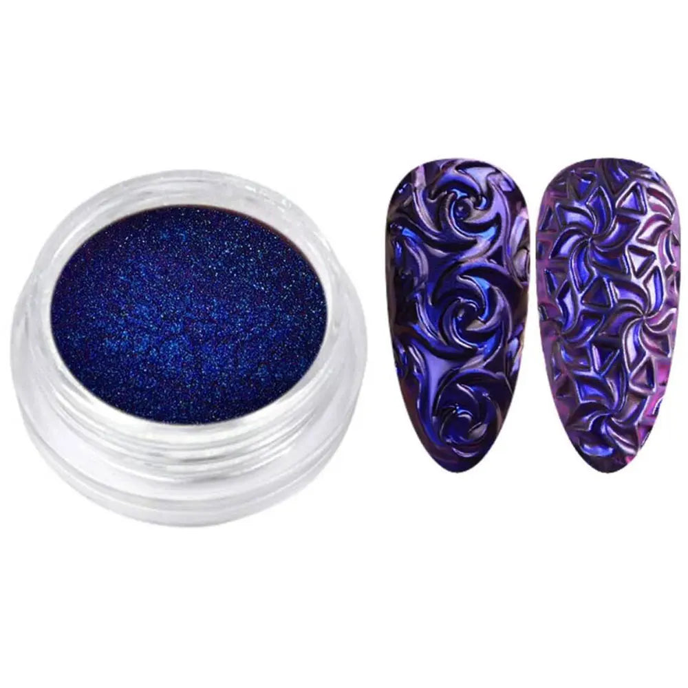 1jar Purple Color Shift Chrome Nail Powder Chameleon Metallic Mirror Effect Nail Fine Dust Manicure Rubbing Pigment Dust 0.3g R4