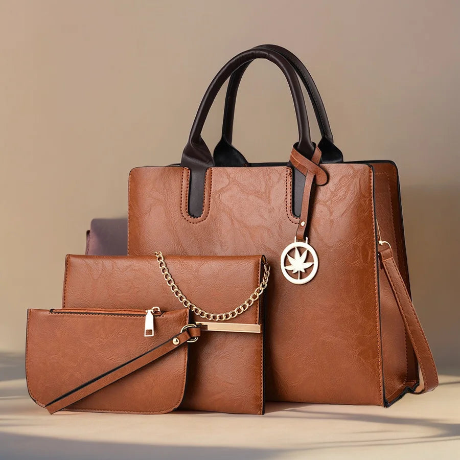 Set de tres bolsos para mujer, bolsos de hombro, bolsos de mano para mujer, bolsos de moda casual de lujo de diseñador