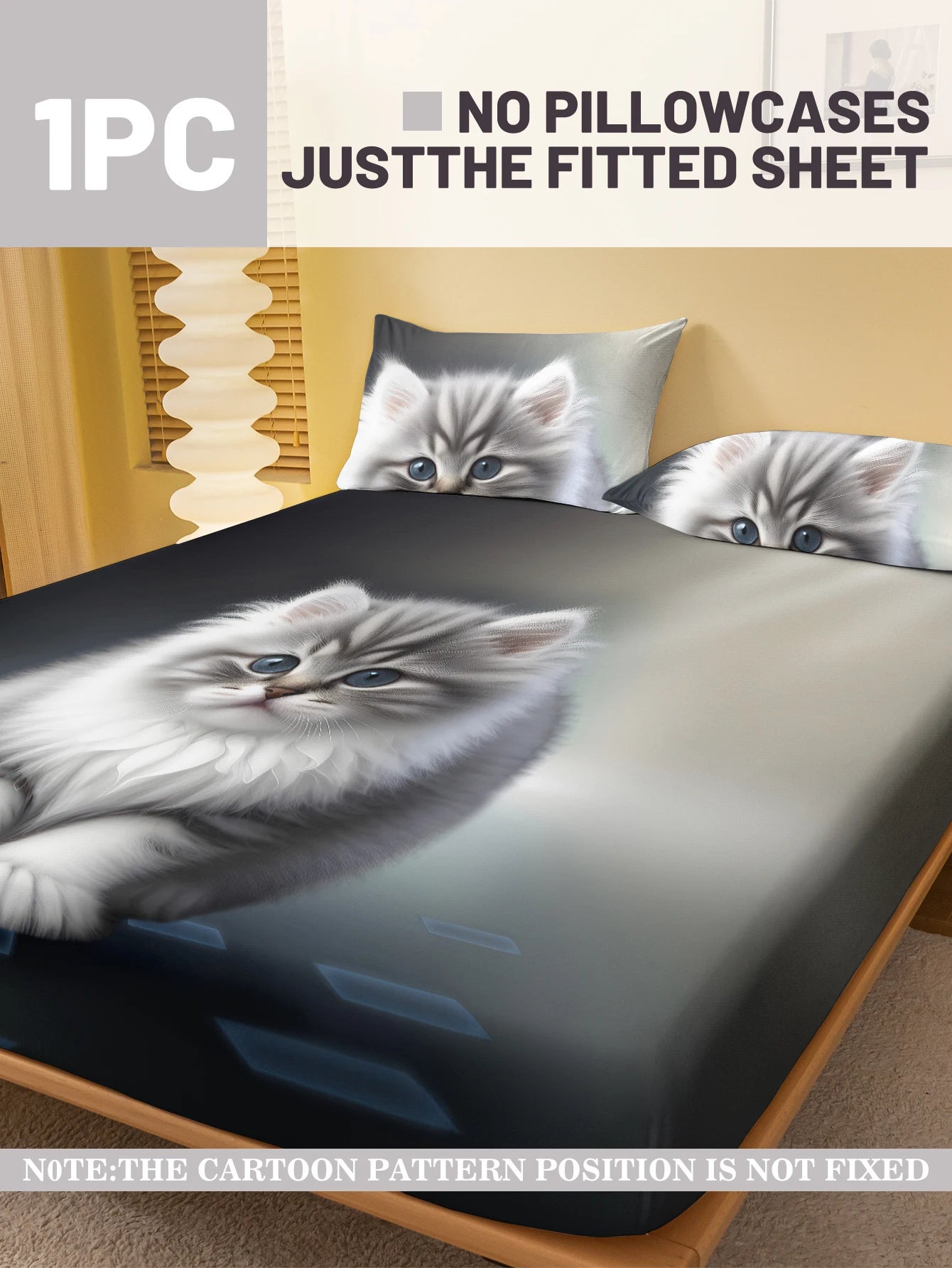 1 cartoon cute Animal Cat digital printed frosted Fitted Sheet,bedroom printed bed cover,bedding(No pillowcase)