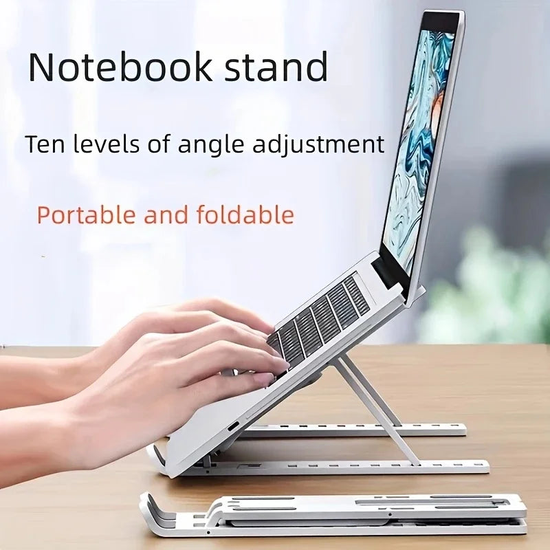 Portable Plastic Laptop Stand - Ergonomic Angle Adjustment, Lightweight Durable Design Workspace Organization Home Office Use