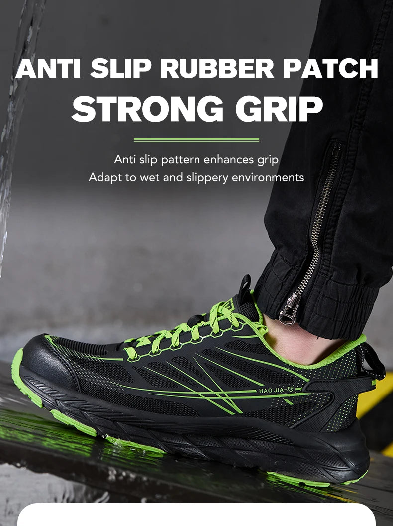 Zapatillas de trabajo ligeras con puntera de acero, calzado de seguridad para hombre, anticolisión, antipunzón, indestructible, transpirable