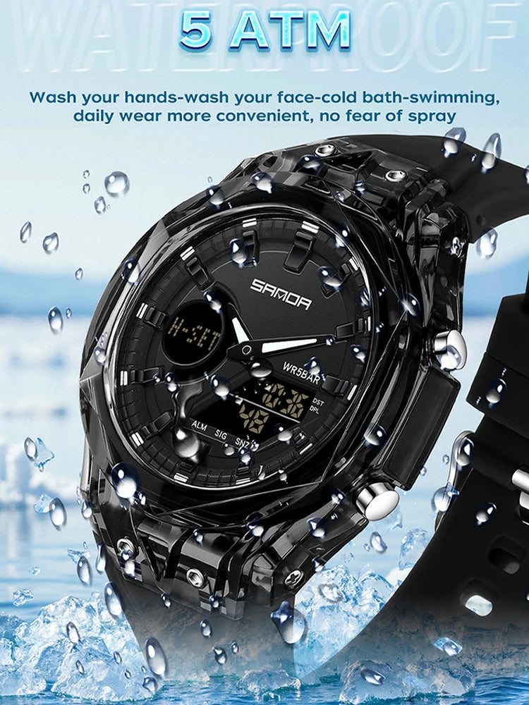 Relojes deportivos digitales para hombre, marca de lujo, relojes de pulsera de cuarzo para hombre, reloj de pulsera multifunción de doble pantalla