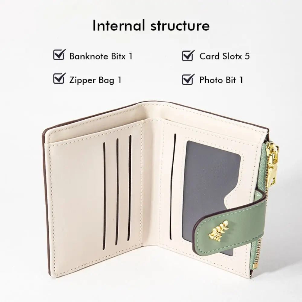 Portefeuille court fin en cuir PU, multi-cartes, fermeture éclair, porte-monnaie, petit porte-cartes à fleurs, fermeture éclair, pour femmes et filles