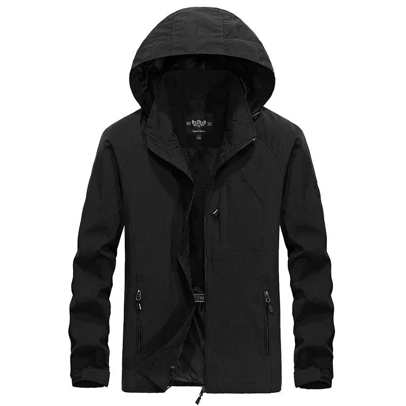 Chaqueta de hombre para senderismo y camping al aire libre, impermeable, cortavientos con capucha, abrigo informal nuevo de otoño, chaqueta táctica militar para hombre 6XL
