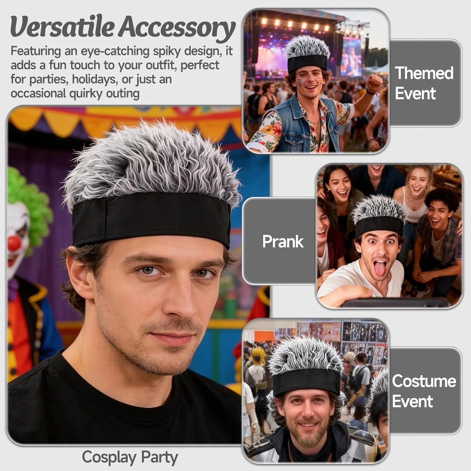 Grey Spiky Wig Beanie