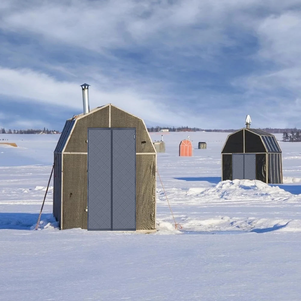 Magnetisk termisk isolert dørgardin fortykket trekk for vintersoverom, stuer/terrasse/skyvedører i glass