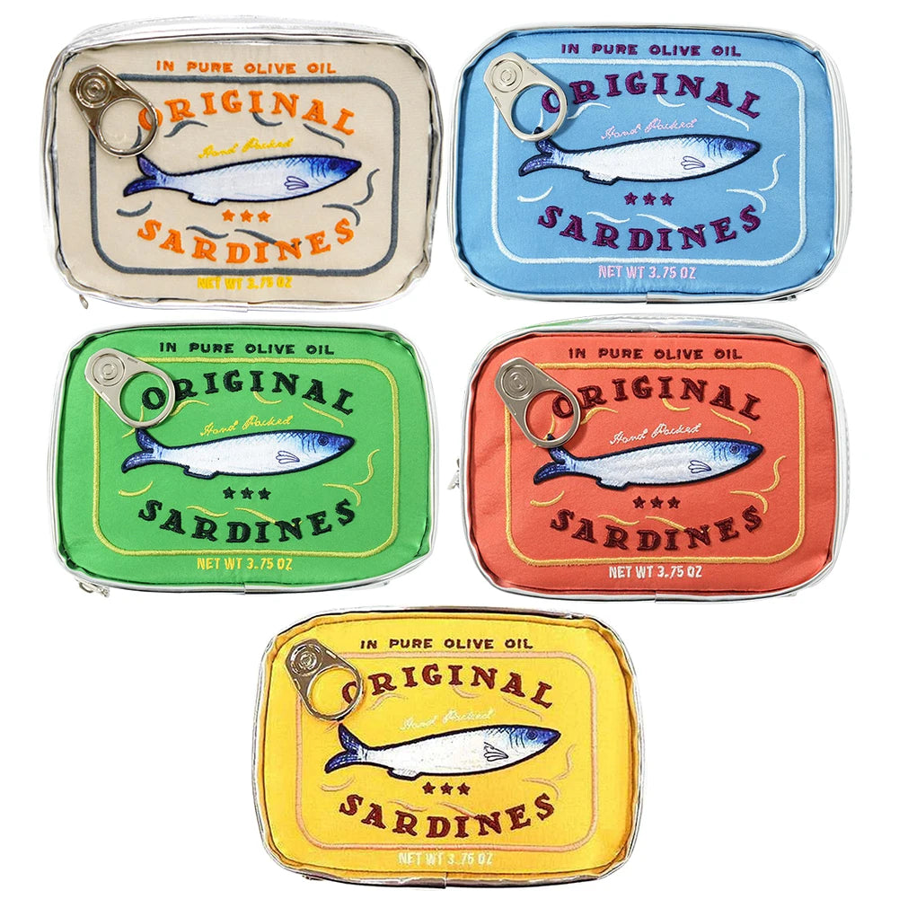 Canned Sardines Unique Cosmetic Bag Portable Toiletry Bag Fashion Zipper Women Wash Makeup Bags Man Bath Travel Bag for Vacation