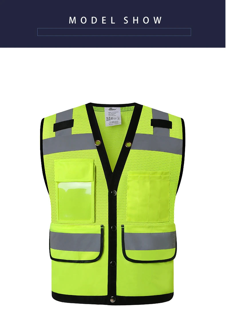Chaleco de trabajo con logotipo personalizado para hombre, chaleco de alta visibilidad, chaqueta de trabajo, personalizado con logotipo y texto.