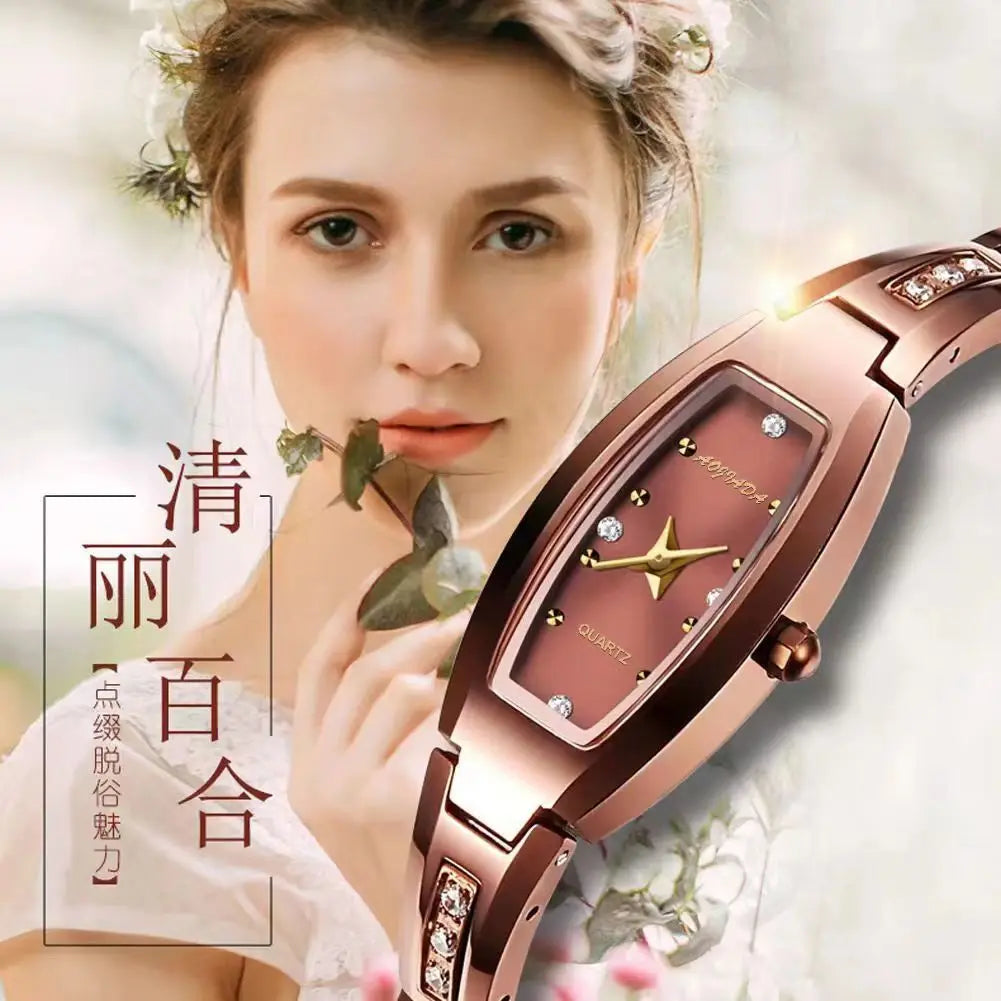 Pequeños Relojes de Pulsera Dorados Retro para Mujer Relojes de Pulsera Vintage con Brazalete de Acero Relojes de Pulsera de Cuarzo Negros Reloj Mujer