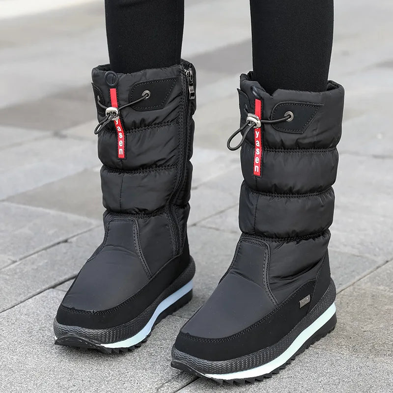 Botas de nieve para mujer, botas de invierno con plataforma, impermeables, antideslizantes, de felpa y piel, de media caña, botas de moda cálidas para mujer, Botas Mujer