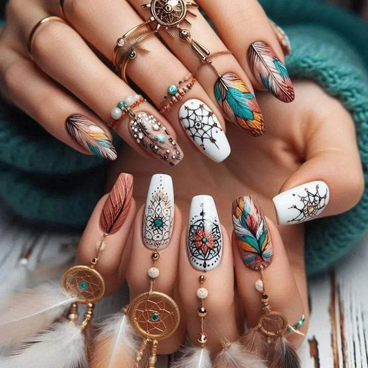 24 Piezas Uñas Postizas Ataúd Dulce Fresco Mariposa Flor Acrílico Brillo Uñas Falsas Brillantes Cubierta Completa Otoño Puntas de Uñas a Presión