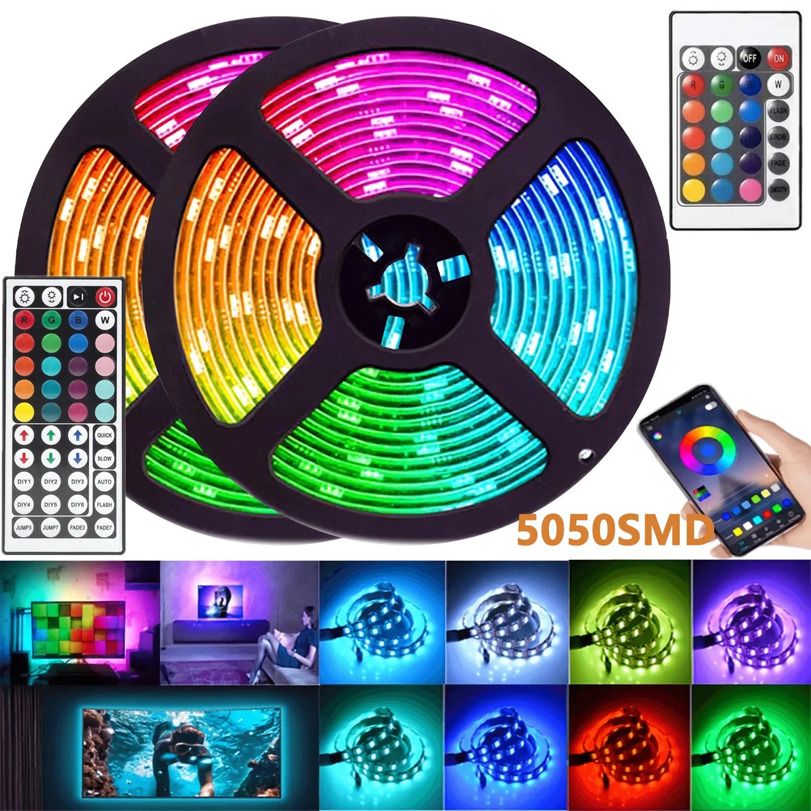 TV Backlight RGB LED Strip Light USB 5V SMD 5050 Remote APP Control Music Sync Flexible Ribbon Tape for Room Gaming Decoration