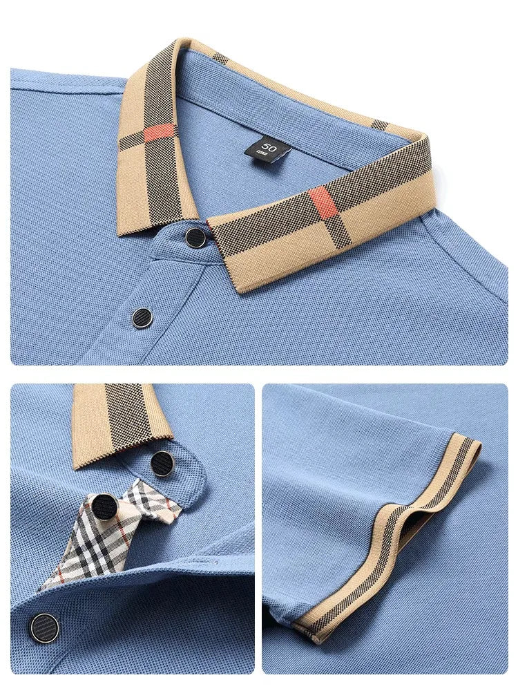 Polo de manga corta con logo de marca de lujo, camisa de polo de seda y algodón de alta gama, transpirable, para hombre, nueva colección de verano, camiseta Paul, ropa de hombre informal de moda.