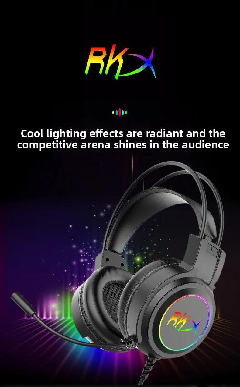 Gaming headset headset computer wired headset with microphone gaming game play listening to the sound of the USB interface