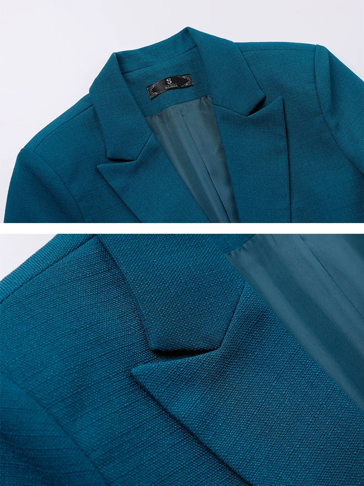 Conjunto de trabajo de negocios de 2 piezas, blazer de manga larga y pantalón de mujer, traje formal en morado, azul, rojo y negro
