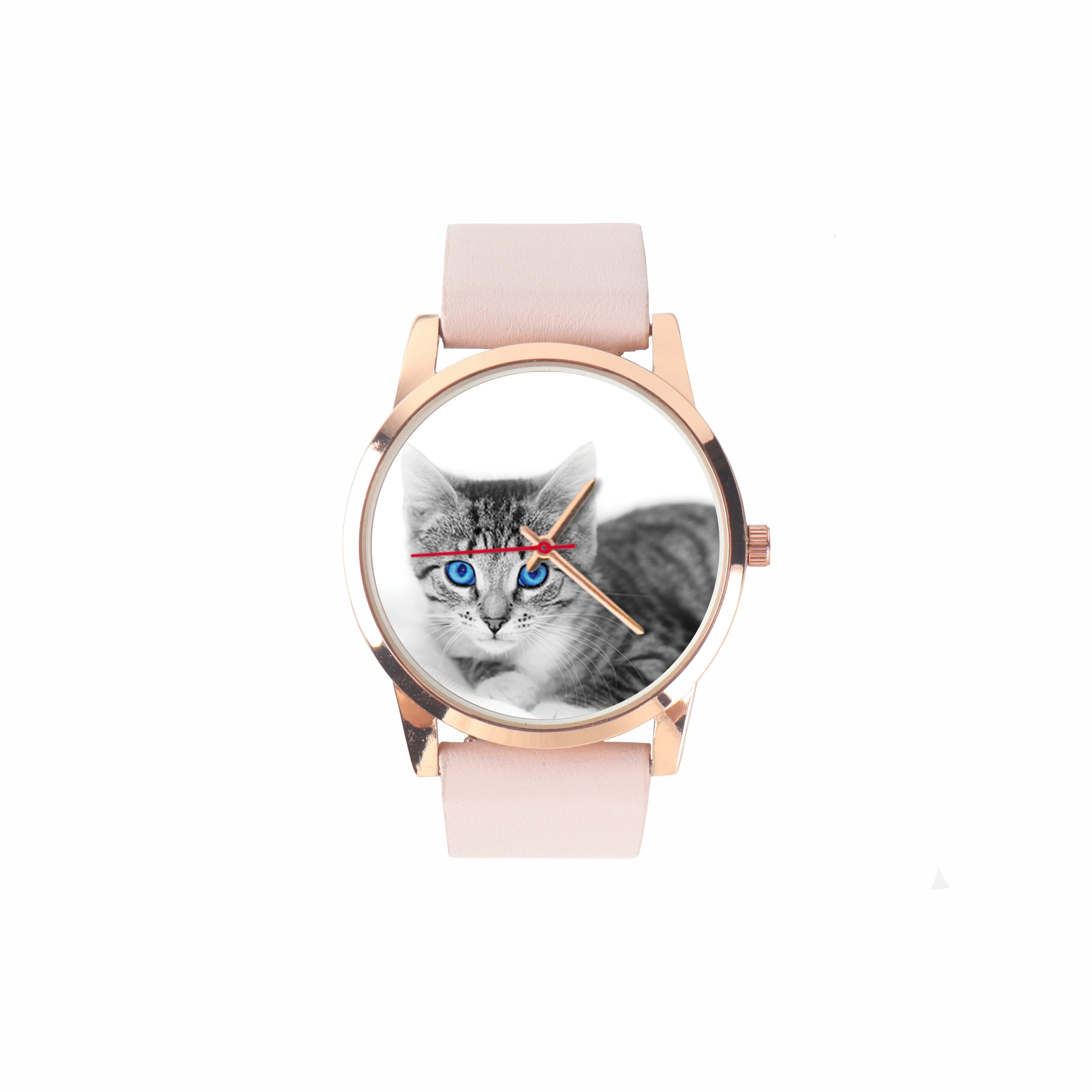 Relojes para Hijo Amiga Mujer Esposa Familia Logo Gato Reloj de Pulsera para Mujer Esfera DIY Cuarzo Esposas Mascota Foto Personalizada