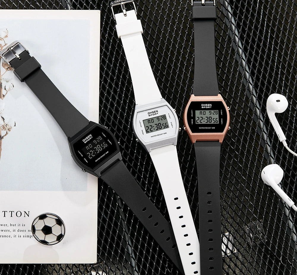 Reloj deportivo digital para mujer, resistente al agua, a la moda, blanco, para damas, reloj de pulsera electrónico para niños, relojes LED con alarma, regalos