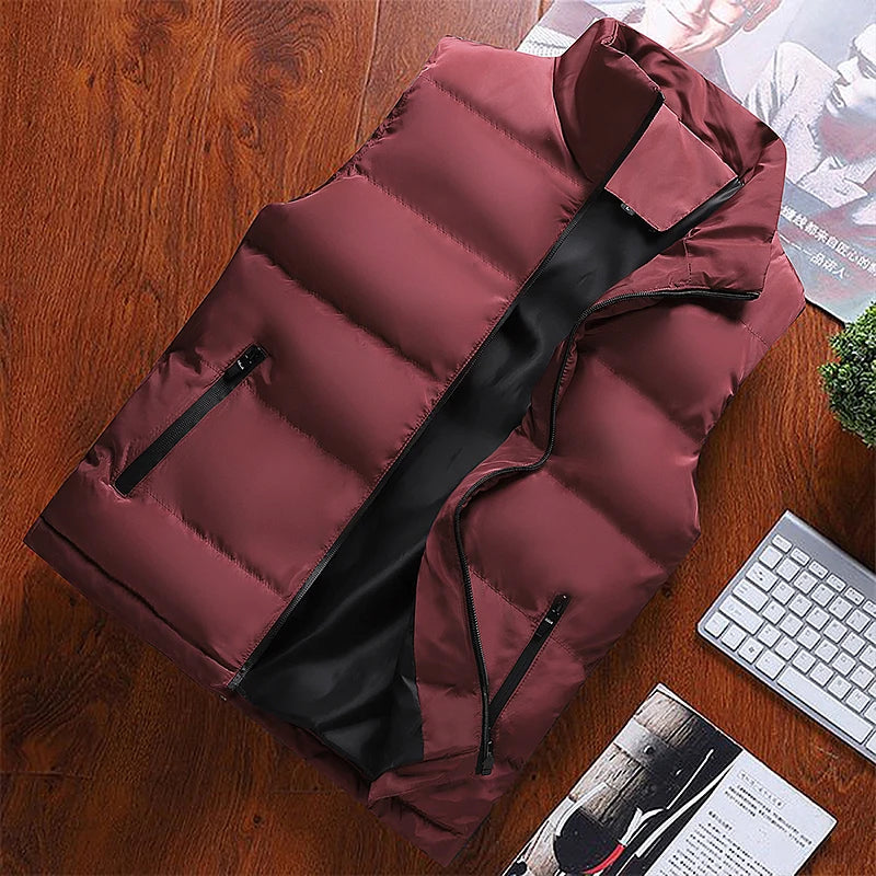 Chaleco de hombre cortavientos, chaqueta sin mangas para hombre, chaqueta de invierno, abrigo casual, chaleco de hombre de algodón grueso y cálido
