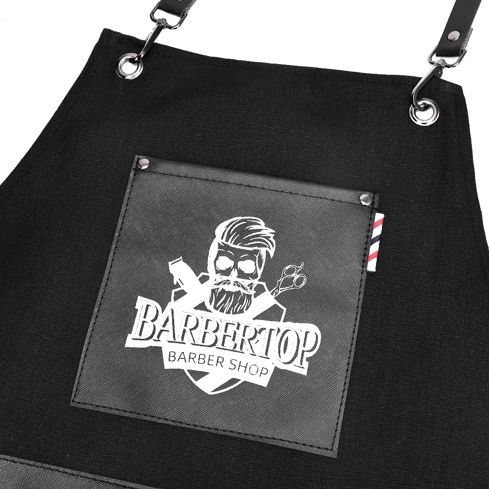 Delantales de barbero, uniforme de cocina para peluquero, delantal impermeable de tela con bolsillo para salón de barbería