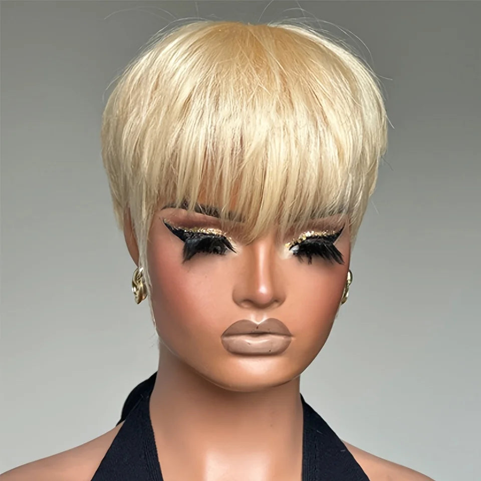 Pixie Cut wig 6 Inch Remy Human Hair Pixie Cut Wig Straight Layered Style wig For Women Full Machine Made Wig