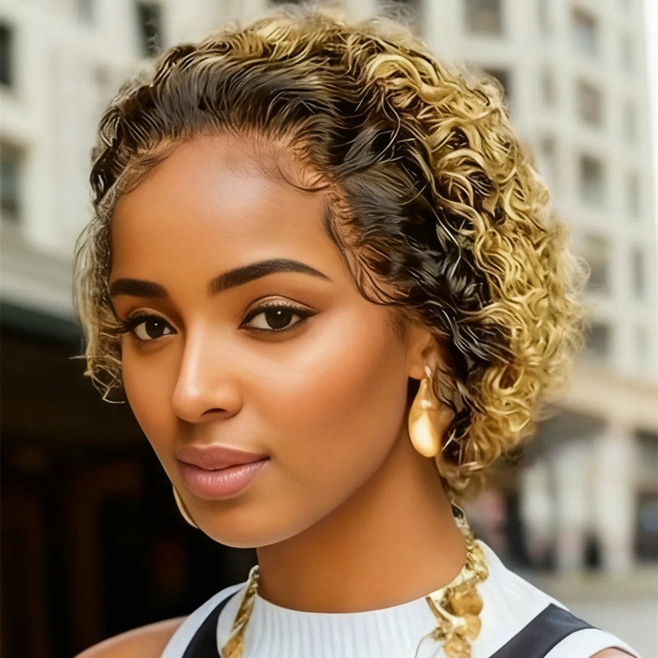 6" Lace Curly Pixie Wig