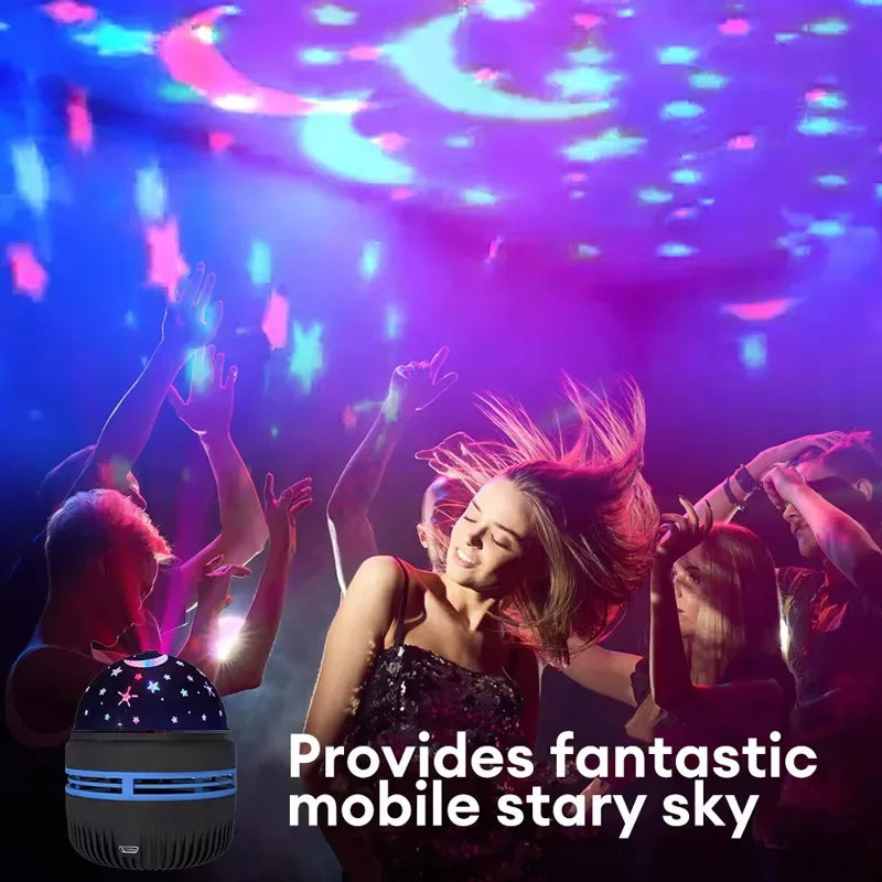 Luces nocturnas LED de cielo estrellado, lámpara de proyector giratoria USB, bola mágica, luna, estrella, luces de Navidad, decoraciones de ambiente para el hogar y la habitación