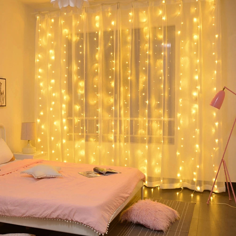 Cortina de luces navideñas, guirnalda, adornos de Feliz Navidad para el hogar, adornos navideños, regalos de Navidad, decoración de Año Nuevo