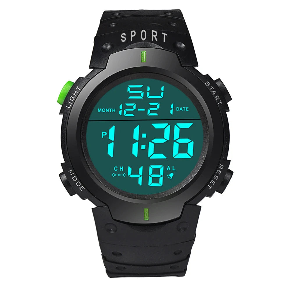 Montre électronique de sport pour homme, étanche, lumineuse, multifonction, pour le fitness en plein air, grand écran