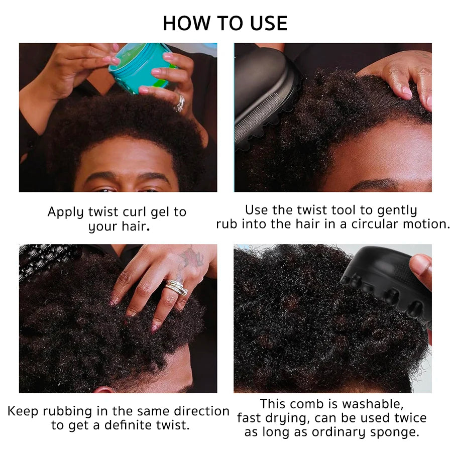 Cepillo de goma para rizar el cabello, herramienta giratoria premium, peinado rápido y fácil, herramienta de limpieza para el cuidado del cabello rizado, estilos de trenzas africanas