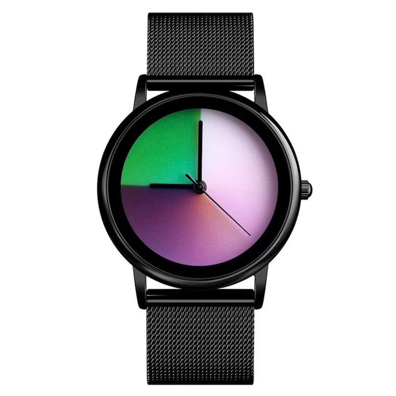 Nuevo y exclusivo reloj de mujer a la moda, informal, con esfera de color cambiante, de cuarzo, ultrafino de acero, para mujer, regalo especial