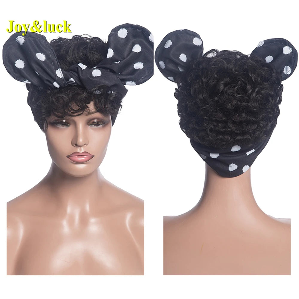 Burgundy Afro Curly Headband Wig
