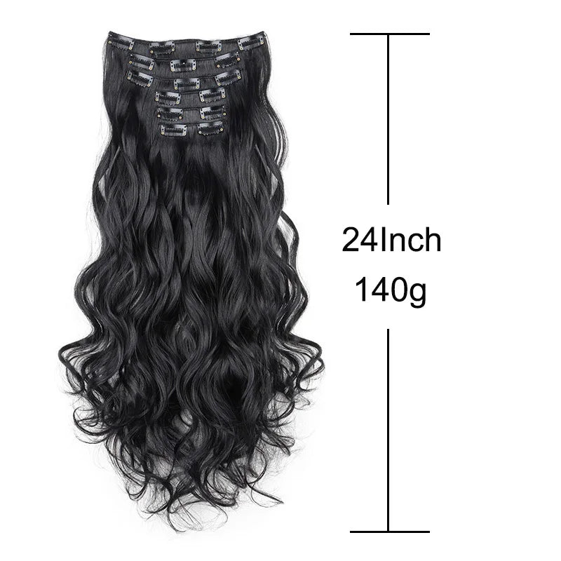24" Long Curly Clip-In Hair Extensions – Soft, Ombre & Heat-Resistant