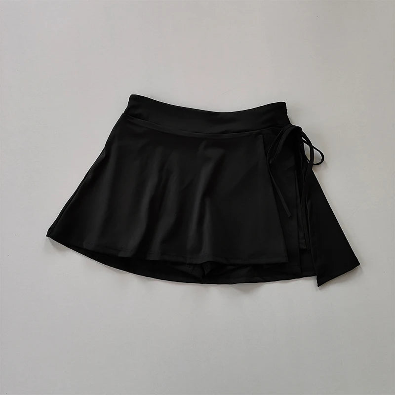 Falda de yoga deportiva, falda pantalón de bádminton y tenis, falda de secado rápido de medio cuerpo con bolsillo, falda pantalón con abertura lateral y tirantes para exteriores