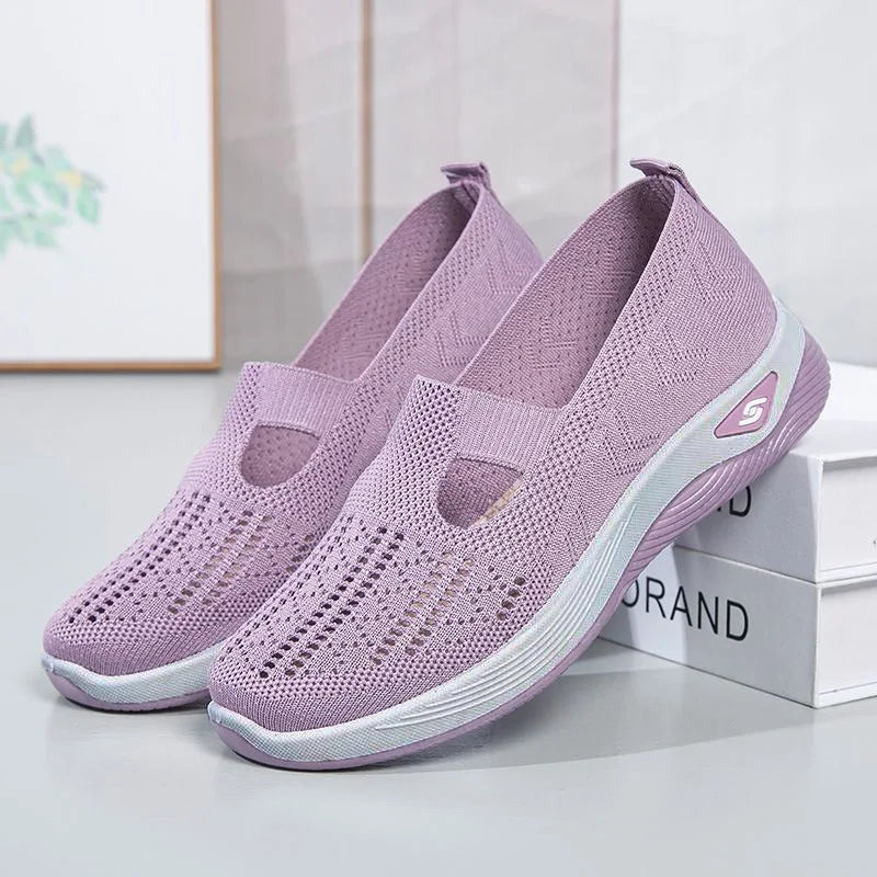 Chaussures d'été pour femmes, baskets respirantes en maille, légères, à enfiler, plates, décontractées, antidérapantes, pour la marche