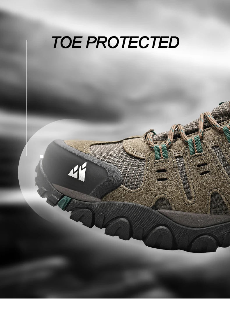 HIKEUP Zapatillas de senderismo para hombre de cuero de ante, calzado de exterior resistente al desgaste, zapatillas tácticas de trekking, senderismo y caza para hombre