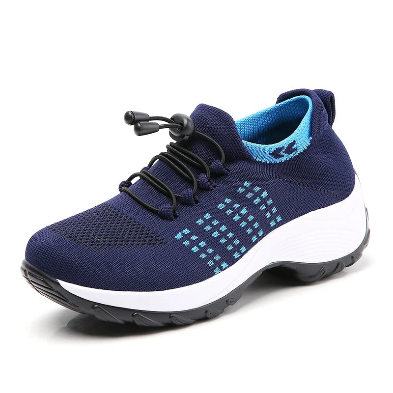Zapatillas de deporte para mujer, zapatillas de moda con tejido de mosca, zapatillas tipo calcetín, transpirables, cómodas, para enfermería, mocasines casuales de plataforma antideslizantes