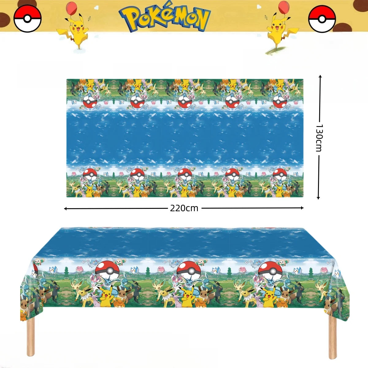 Mantel de Pokémon, decoración de fiesta de cumpleaños de Pikachu, mantel desechable, cubierta de mesa, baby shower, regalo de juguete para niños, suministros para fiestas
