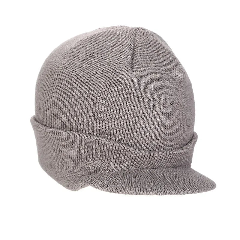 Gorro Holgado de Punto de Invierno para Hombre y Mujer, Gorro Grande a la Moda con Visera Estilo Militar, Gorro de Lana Cálido, Gorro de Esquí de Pato de Otoño, de Punto
