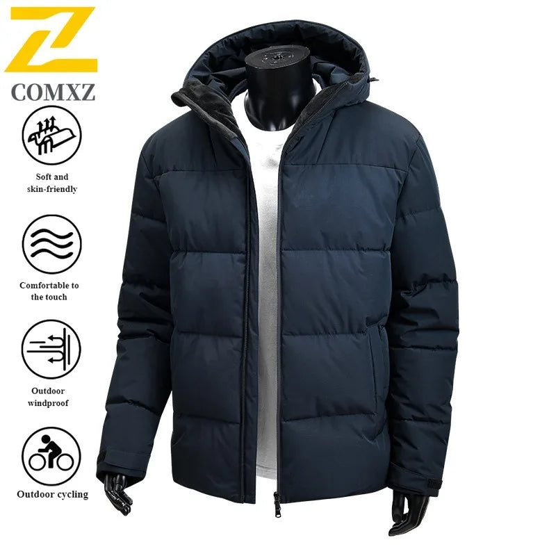 Men's Reversible Hooded Jacket Winter Thermal Coat Waterproof Windproof Double Face Fleece Outerwear for Cold Weather 2025