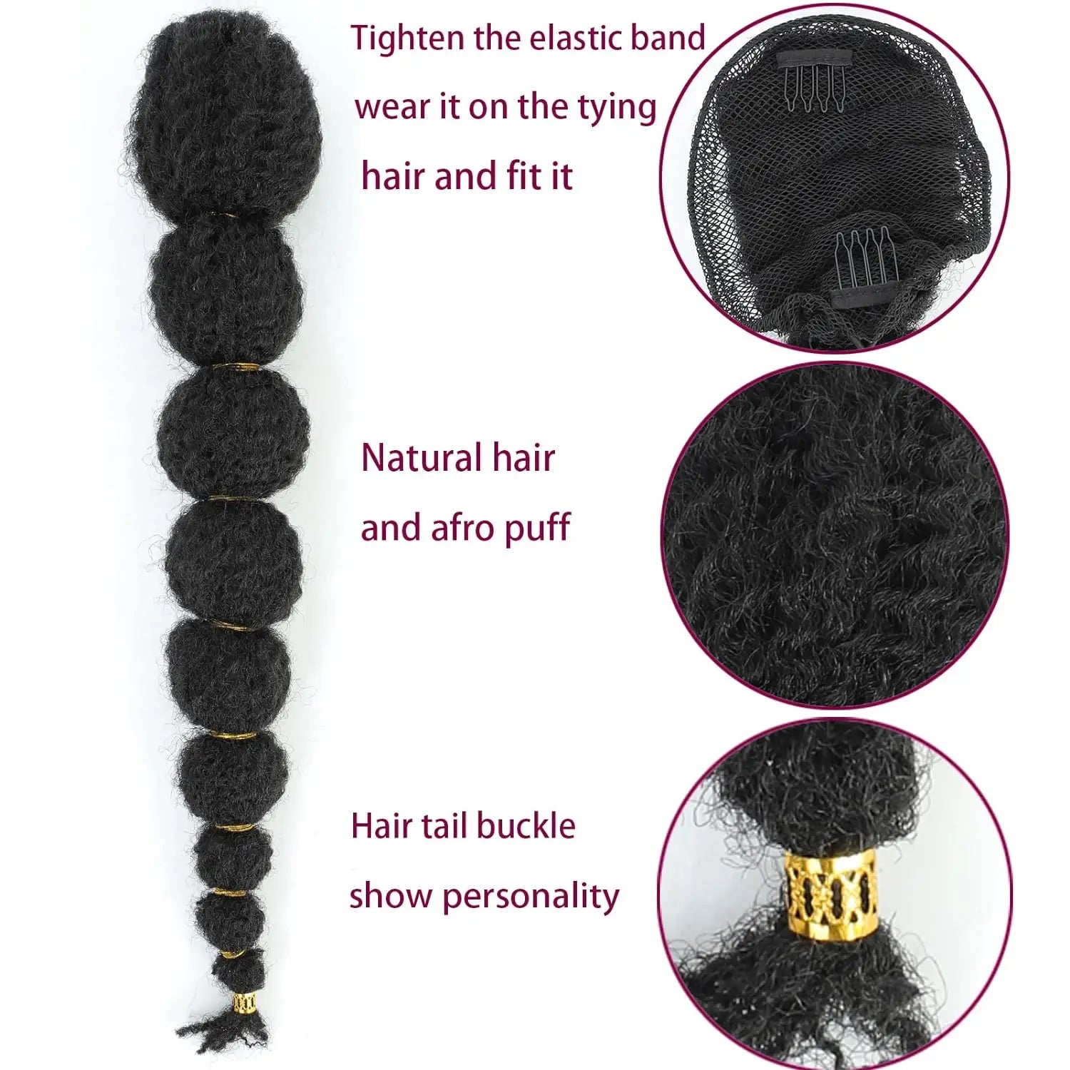 Kinky Afro Bubble Ponytail Extension for Women 18-28 Inch Long Drawstring Ponytail Natural Black Clip on Ponytails Synthetic