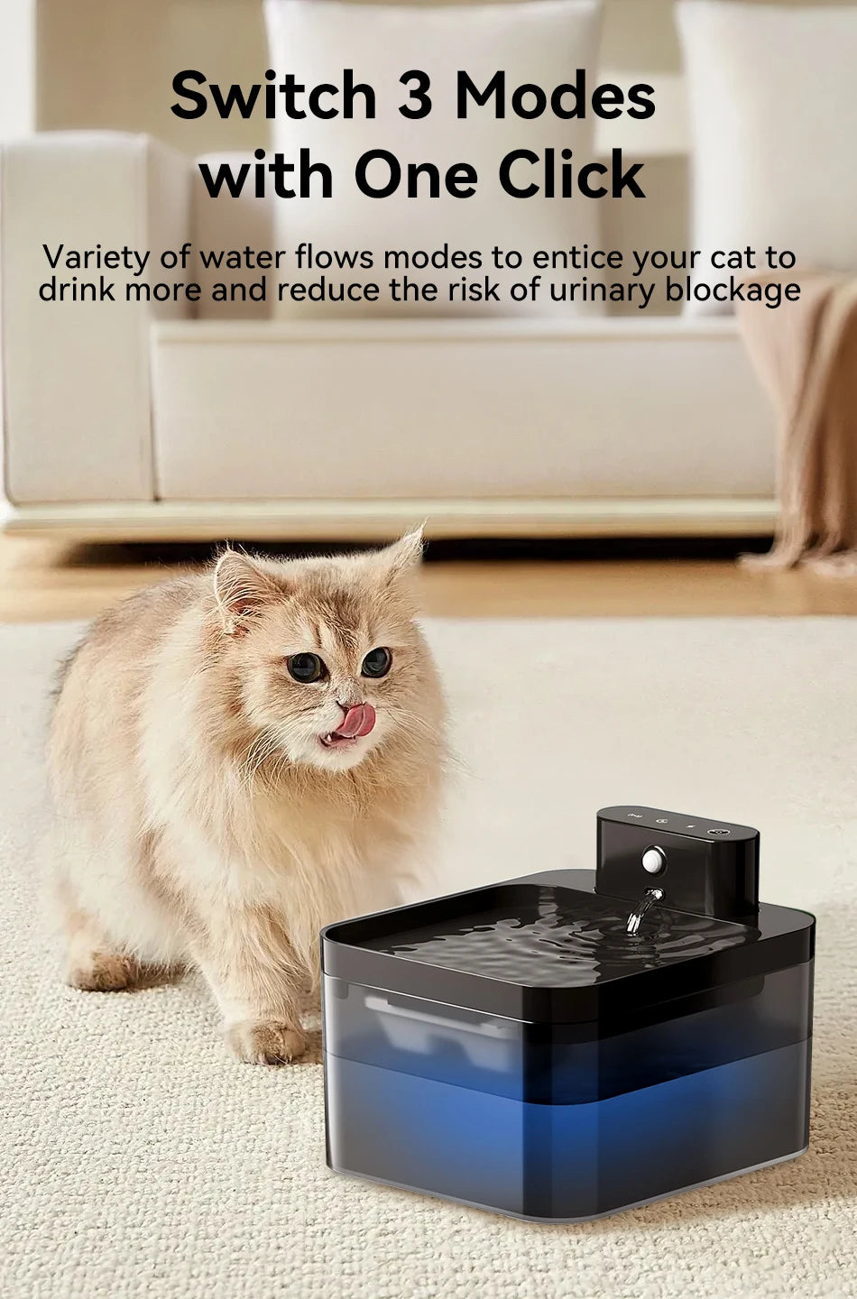 ROJECO Fuente de Agua Automática Inalámbrica para Gatos 2600mAh Dispensador de Agua para Mascotas para Perros Gatos Sensor Infrarrojo Bebedero Inteligente para Mascotas