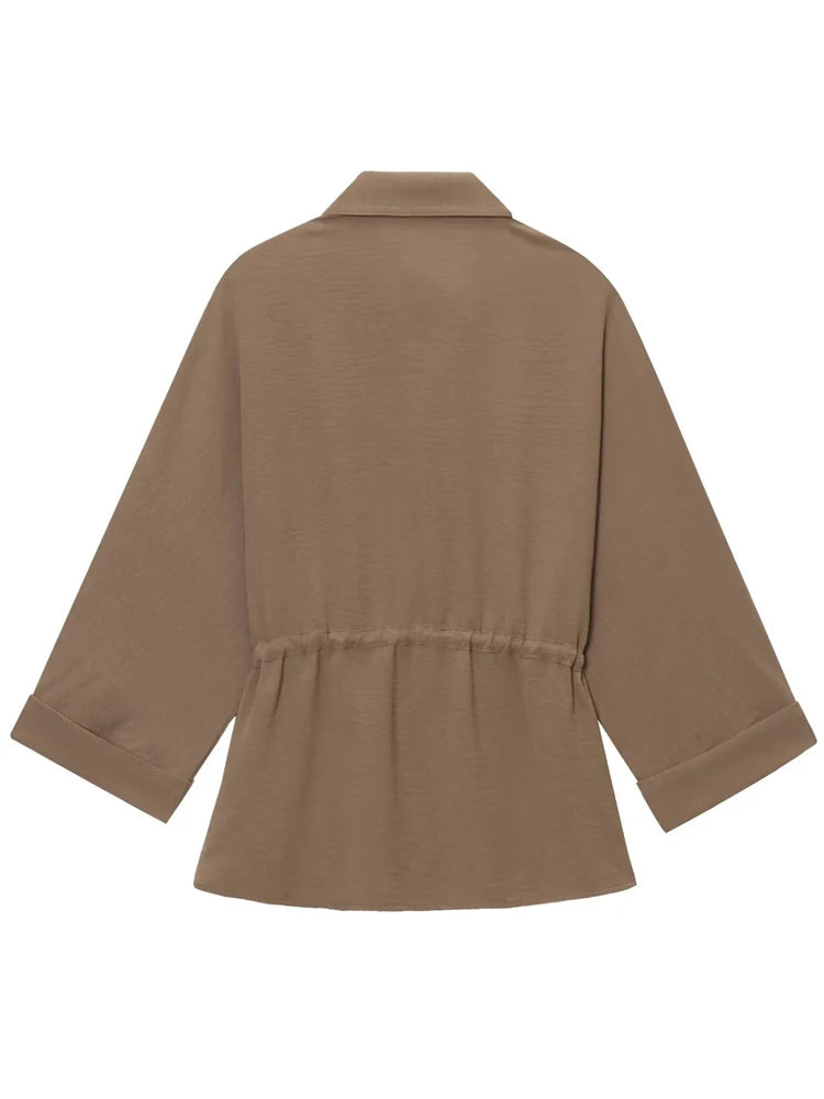 Conjuntos de pantalón para mujer de verano, camisa y blusa, tops, pantalón, conjunto de dos piezas para mujer, camisa de manga corta marrón, traje de pantalón para mujer