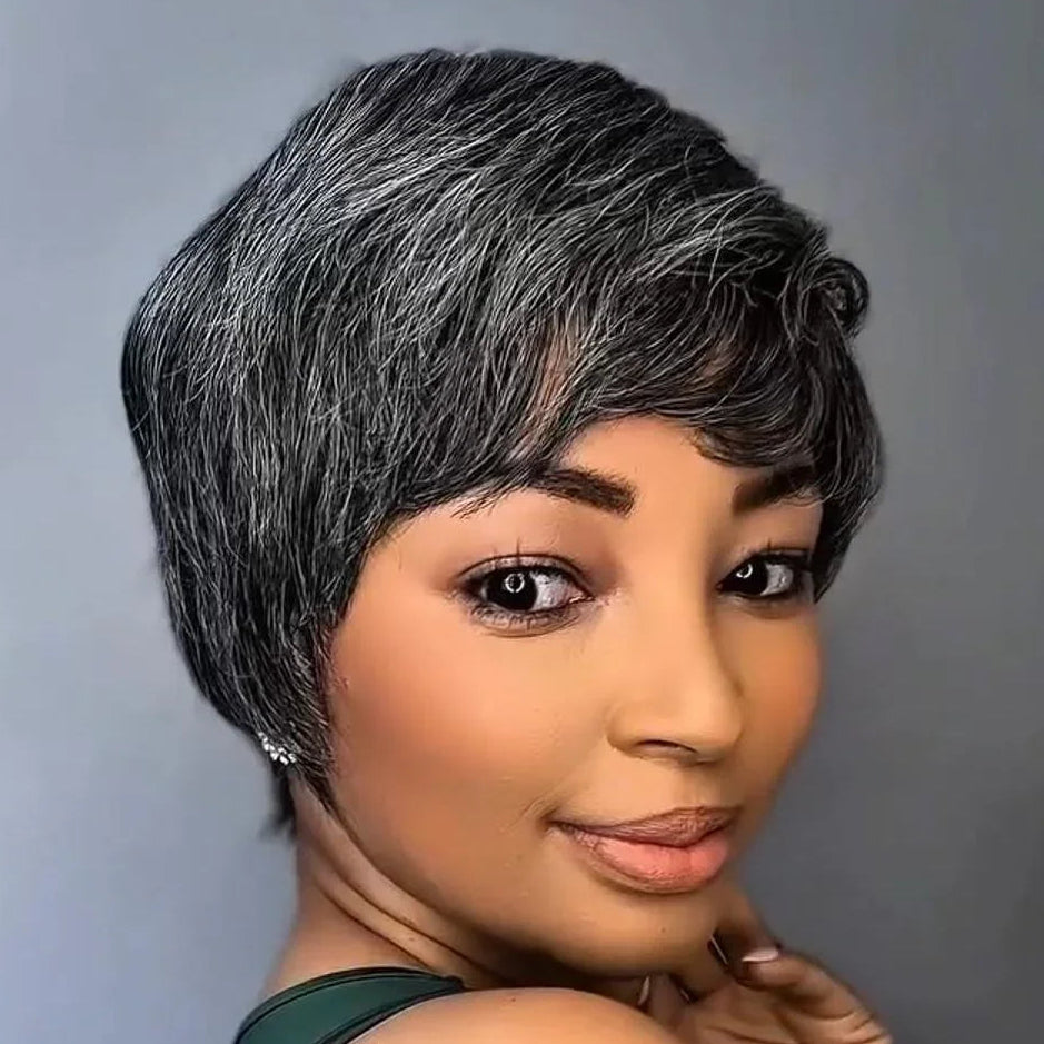 Smoky Gray Pixie Cut Wig