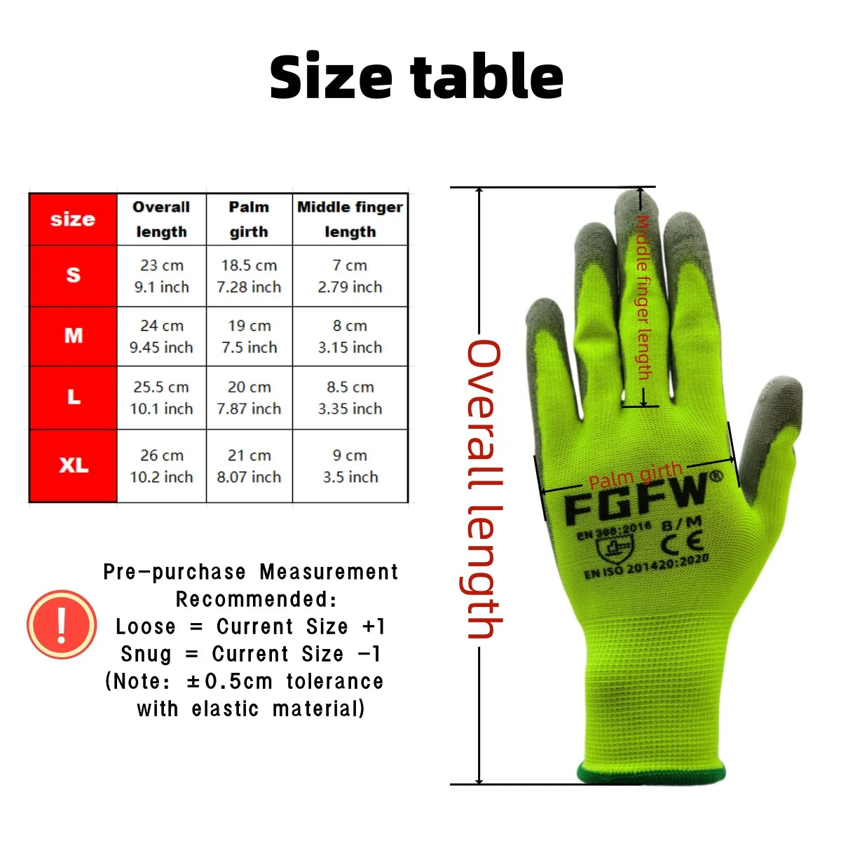 Lot de 10 paires de gants de travail enduits de PU - Gants de sécurité légers et résistants, certifiés EN 388/ISO 20471, tailles S/M/L/XL