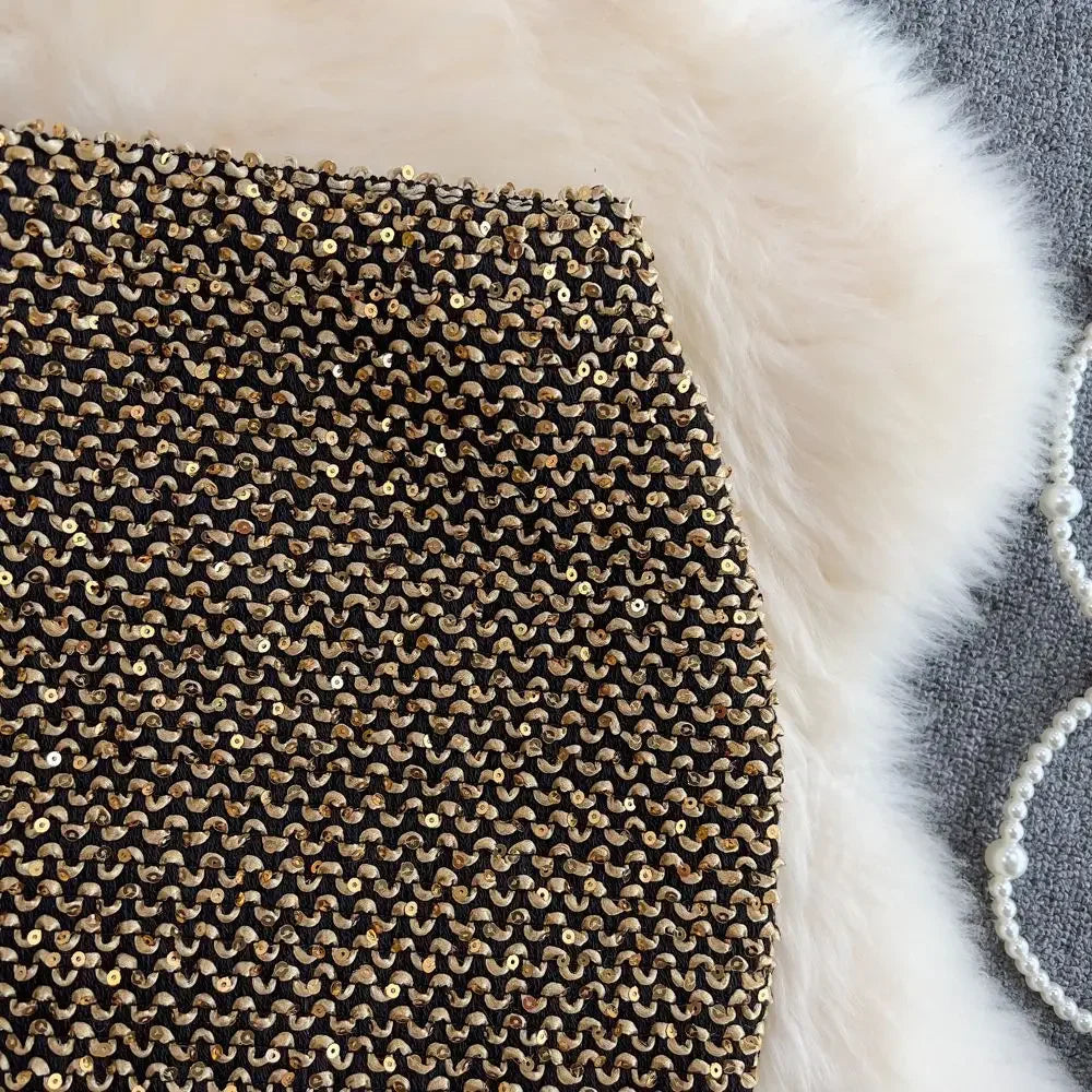 Faldas de mujer elegantes con lentejuelas, faldas de mujer formales para oficina, de primera calidad, elegantes y chic, oferta de lujo original estilo coreano de moda