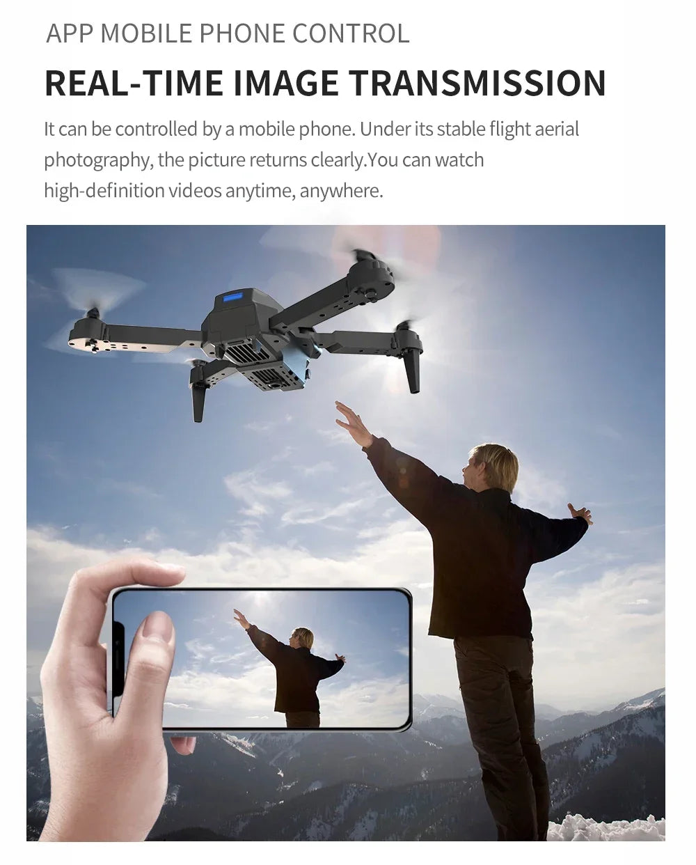 Dron profesional mini de control remoto E88 4K HD con cámara aérea WiFi FPV, cuadricóptero plegable, helicóptero RC, juguete para niños, regalo