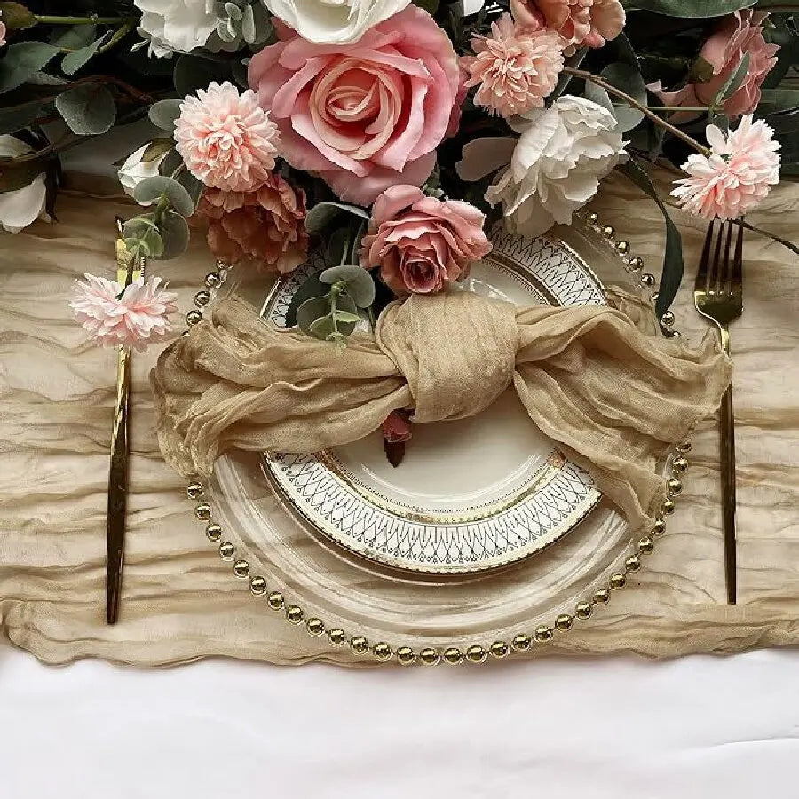 Servilletas arrugadas de 6 piezas Servilletas de algodón suave Servilletas decorativas de tela para bodas, fiestas, uso diario familiar