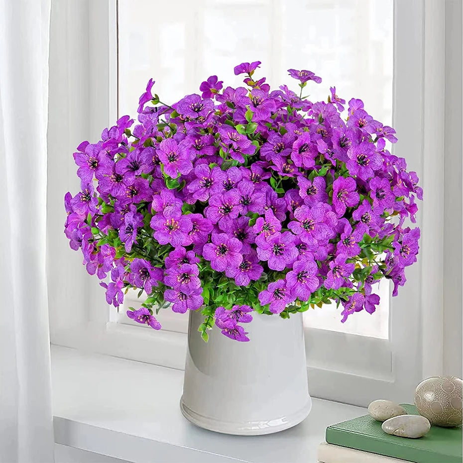 Flores artificiales para exterior, resistentes a los rayos UV, plantas sintéticas para jardín, bodas, hogar, cocina, decoración de granja, plantas artificiales