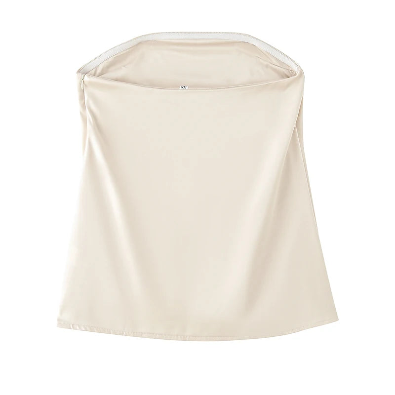Conjunto de pantalón TRAF de 2 piezas para mujer, pantalones anchos, conjuntos lisos, tops y camisolas sin tirantes, conjunto de dos piezas para mujer, top corto y conjunto de pantalón 088