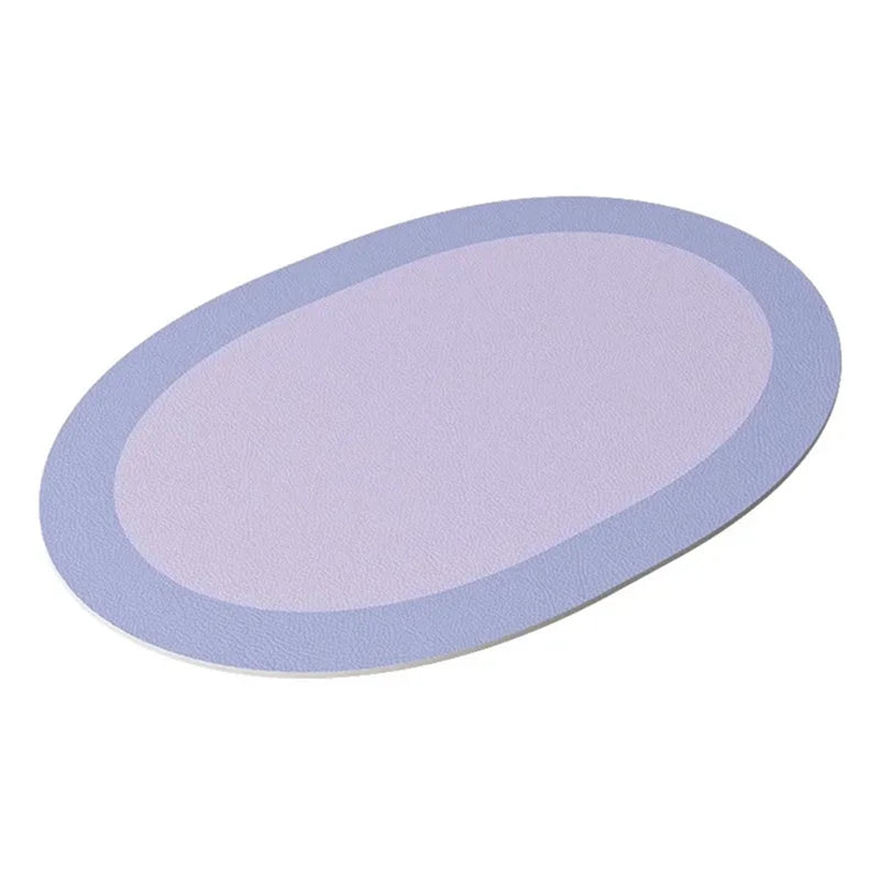 Manteles individuales de PU para mesa, impermeables, antideslizantes, aislantes, de cuero, estilo navideño, posavasos, alfombrilla elíptica bicolor